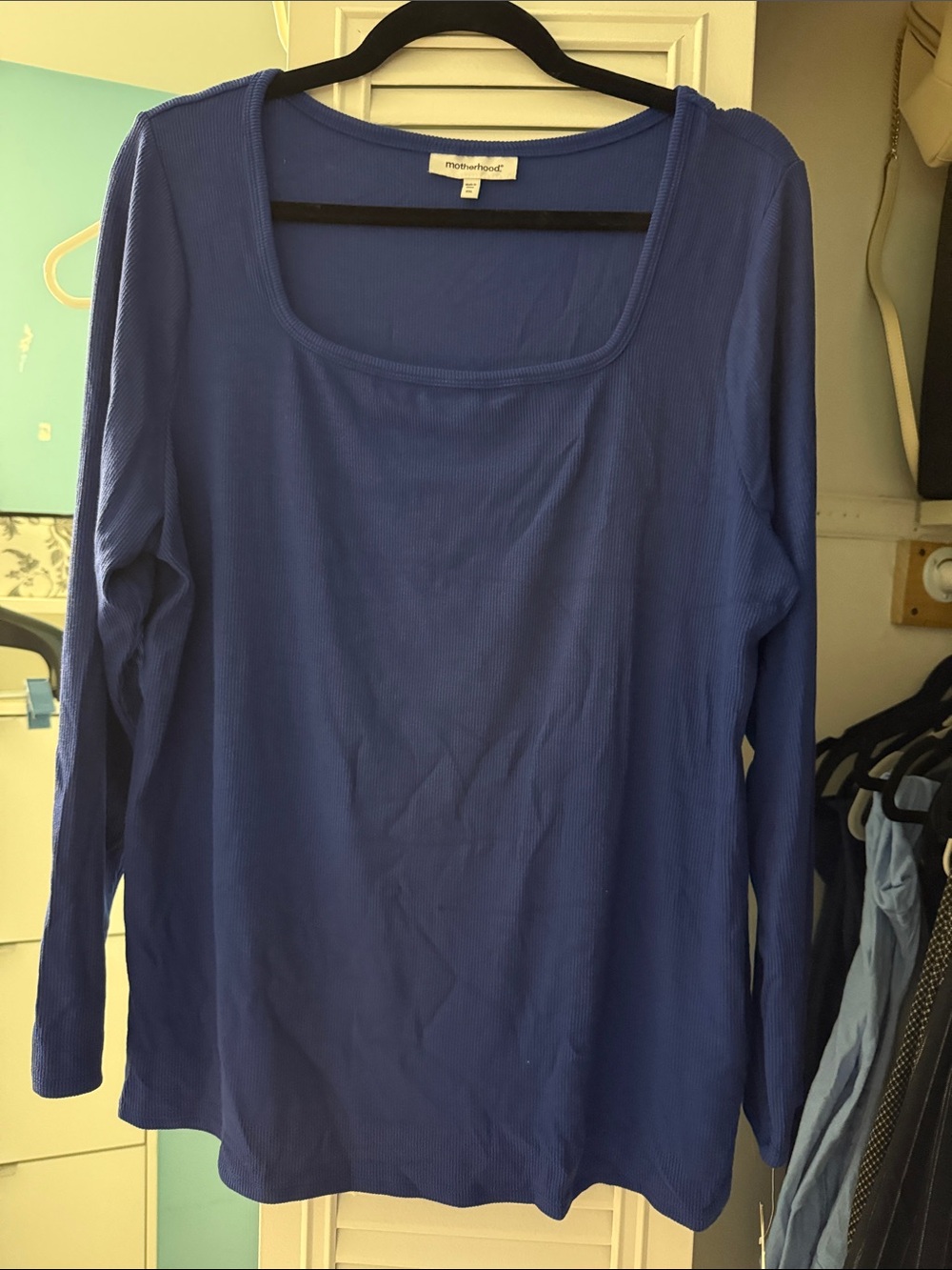 Cobalt Roual Blue long sleeve scoop neck top by Motherhood
